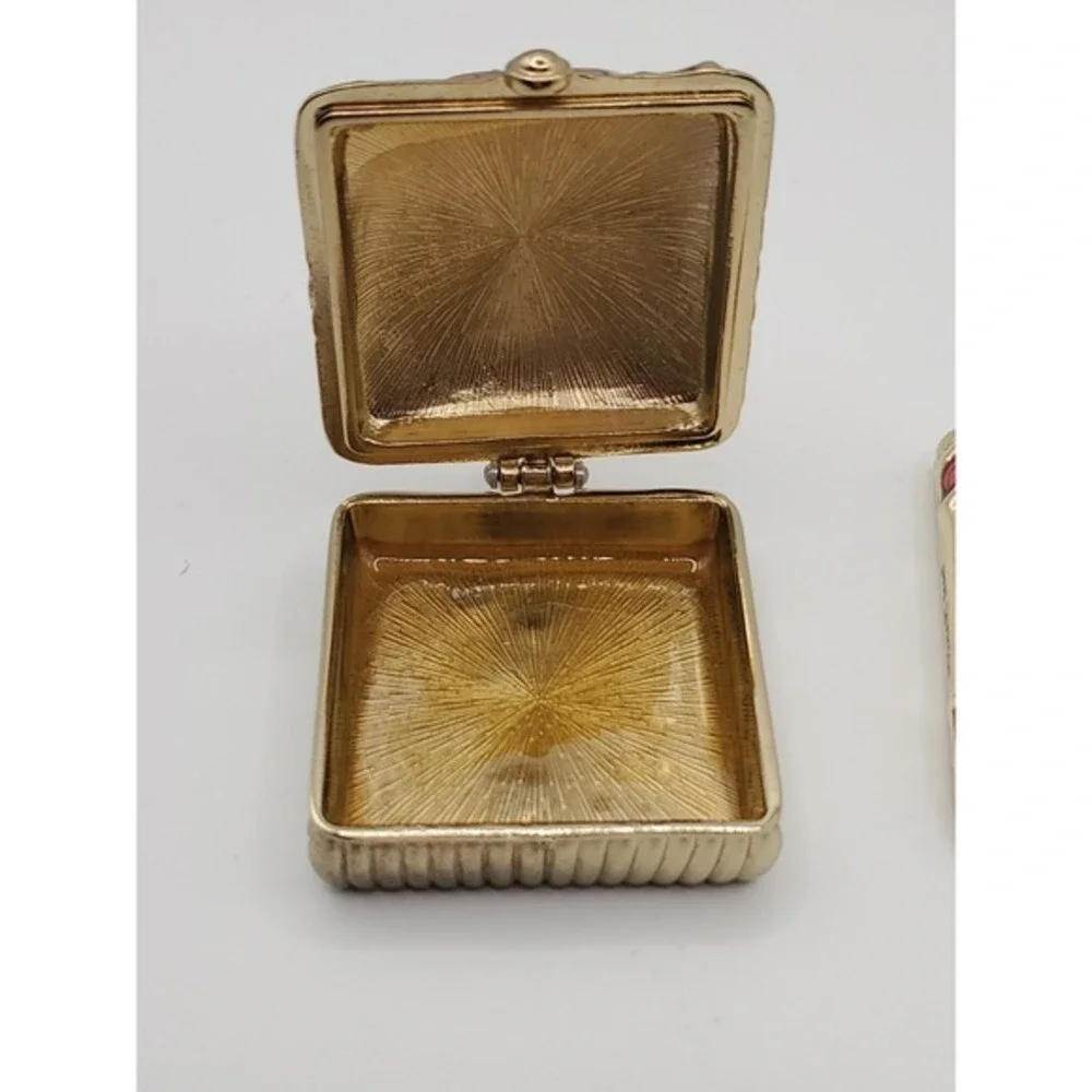 Jane Seymour Gift Present Trinket Pill Jewlery‎ Box & Mirror. Enamel Rose Flower